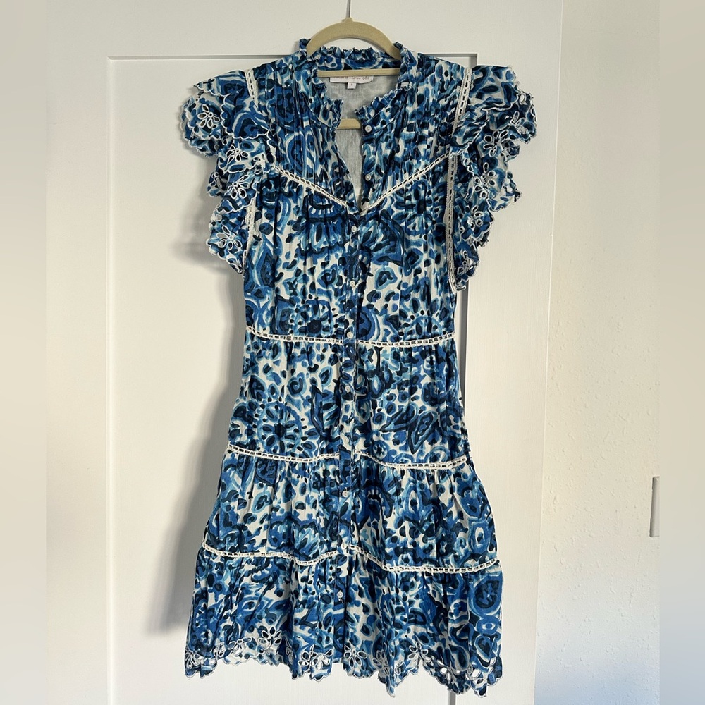 House of Harlow 1960 Blue and White Dress